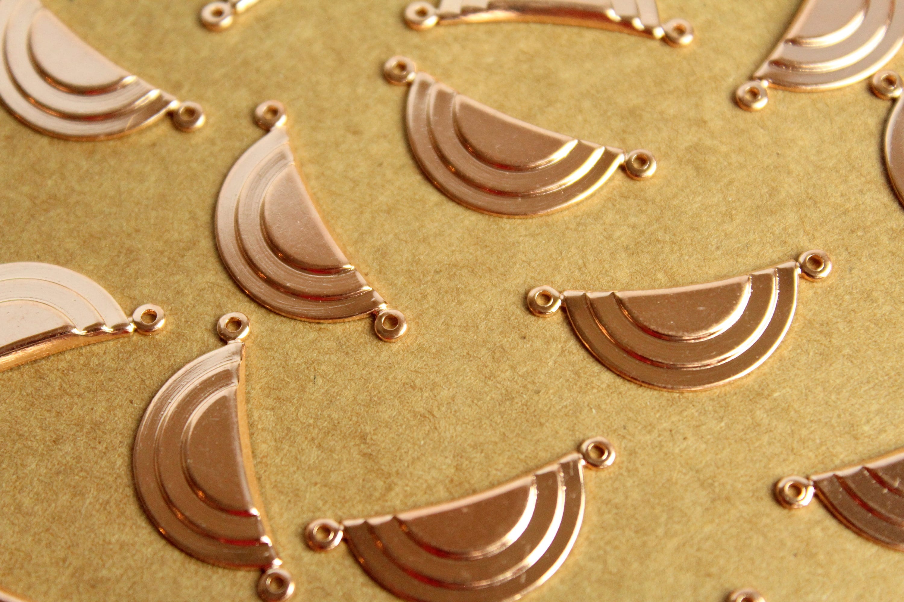 4 Pc. Rose Gold Plated Brass Geometric Layered Half Circle