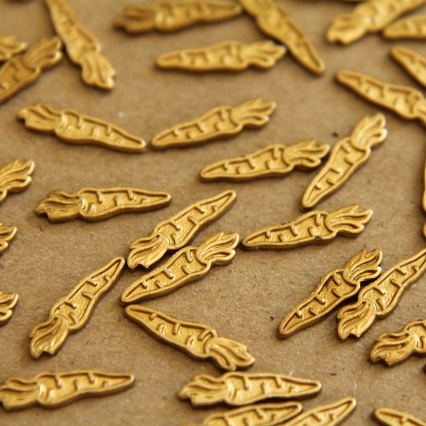 10 pc. Tiny Raw Brass Carrots: 13mm by 3.5mm - made in USA | RB-253
