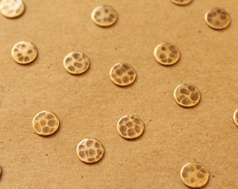 14 pc. Antique Brass Plated Hammered Circle Stampings: 7mm - made in USA | AB-043