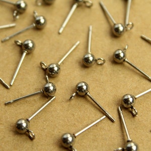 30 pc. Stainless Steel Ball End Earring Posts, 4mm Ball | FI-621