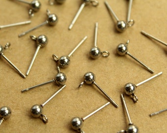 30 pc. Stainless Steel Ball End Earring Posts, 4mm Ball | FI-621