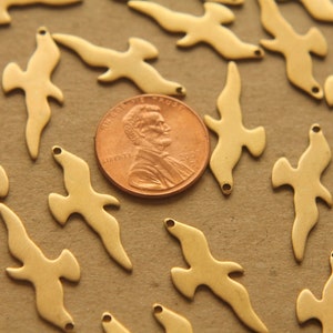 8 pc. Small Raw Brass Seagull Charms: 25mm by 10.5mm made in USA RB-214 image 4