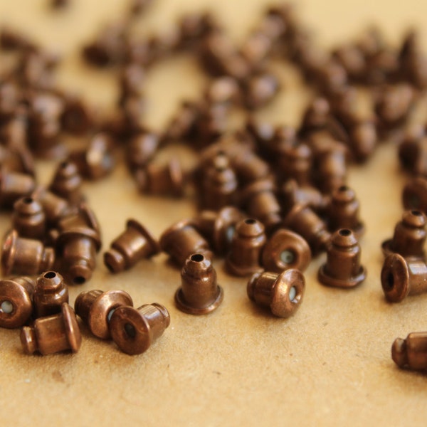 100 pc. Antique Copper Plated Bullet Earnuts | FI-225