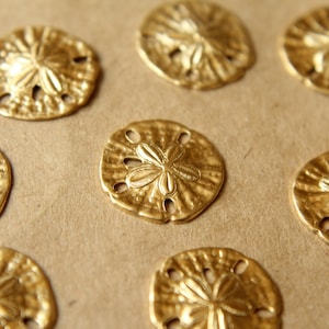 8 pc. Small Raw Brass Sand Dollars: 15mm by 16mm - made in USA | RB-094