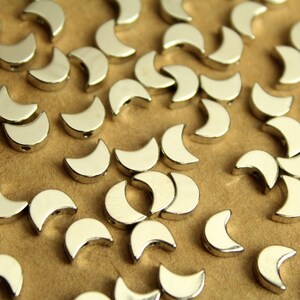 20 pc. Silver Plated Brass Moon Beads, 7mm by 5.5mm | FI-535