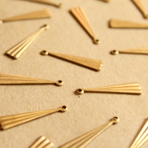 8 pc. Raw Brass Lined Geometric Drops: 23mm by 5.5mm made in USA RB-1134 image 3