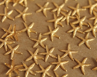 20 pc. Tiny Raw Brass Starfish: 9mm by 8.5mm - made in USA | RB-019