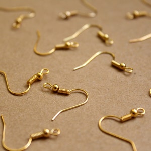 100 pc. Gold Plated Fishhook Earwires 18mm long FI-273 image 2