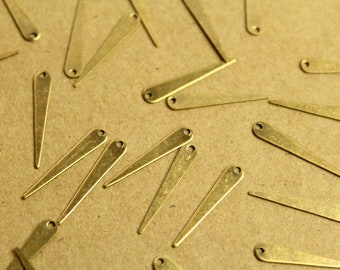 20 pc. Antique Brass Plated Narrow Spike Charms with One Hole: 19mm by 3.5mm - made in USA | AB-280