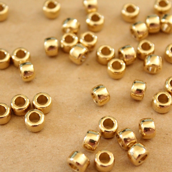 30 pc. Raw Brass Column Beads, 6mm by 4mm | FI-440