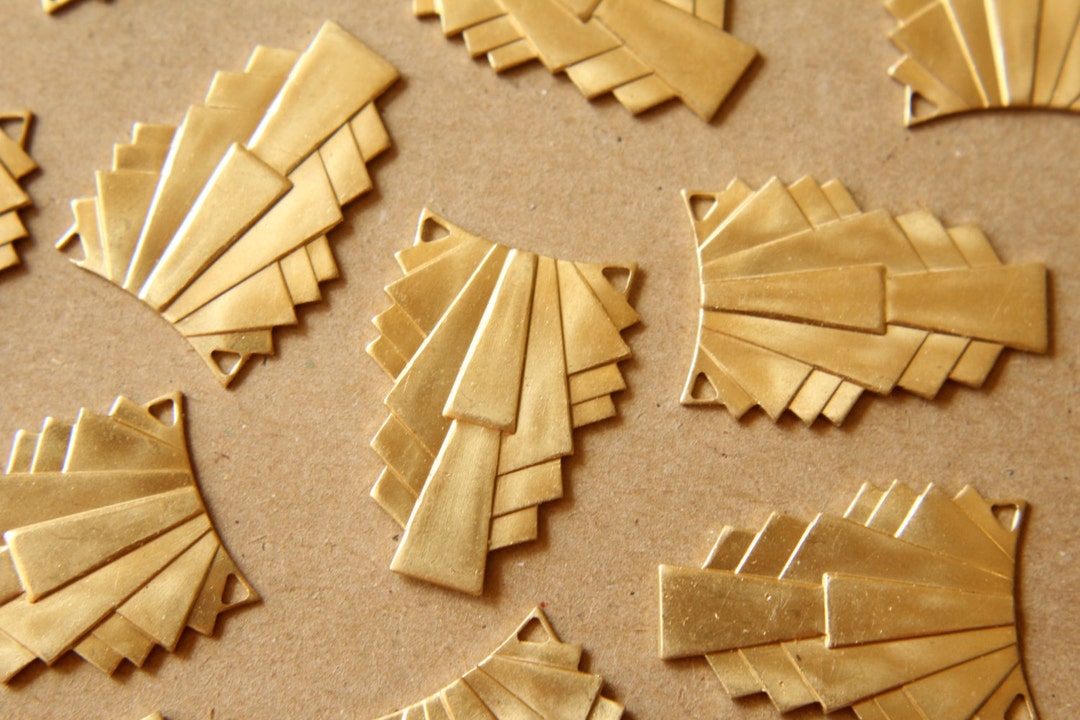 1 Pc. Raw Brass Layered Geometric Connectors: 31mm by 22mm - Made in ...