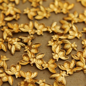 12 pc. Tiny Raw Brass Bees: 7mm by 6mm made in USA Also available in 60 and 120 piece RB-025 image 2