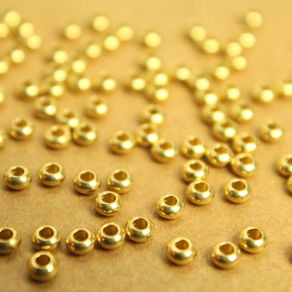 100 pc. Raw Brass Rondelle Spacer Beads, 3mm x 2mm  | FI-120*