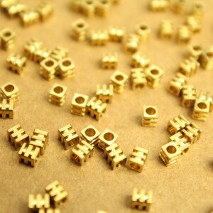 100 pc. Raw Brass Fancy Cube Spacer Beads, 2.5mm by 3mm | FI-178*