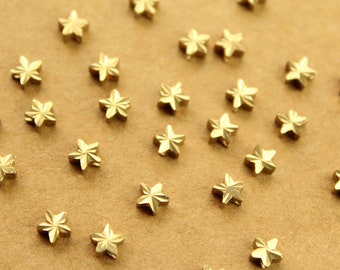 30 pc. Raw Brass Star Beads with Starburst Texture, 5.5mm in diameter | FI-005*