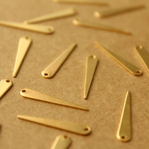 18 pc. Gold Plated Brass Narrow Spike Charms with One Hole: 19mm by 3.5mm made in USA GLD-017 image 2