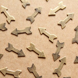 14 pc. Small Antique Brass Plated Arrows: 14mm by 5mm - made in USA | AB-066