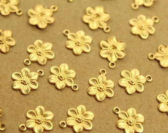 20 pc. Small Raw Brass Flower Charms: 12.5mm by 10mm - made in USA flower daisy daisies floral sunflowers garden plant bouquet | RB-1369