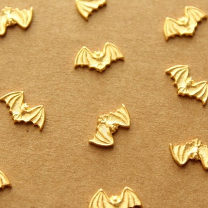 4 pc. Tiny Gold Plated Brass Bat Stampings: 7mm by 12mm - made in USA | GLD-007