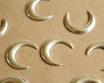 6 pc. Silver Plated Brass Rounded Moons: 23mm by 27mm - made in USA | SI-070