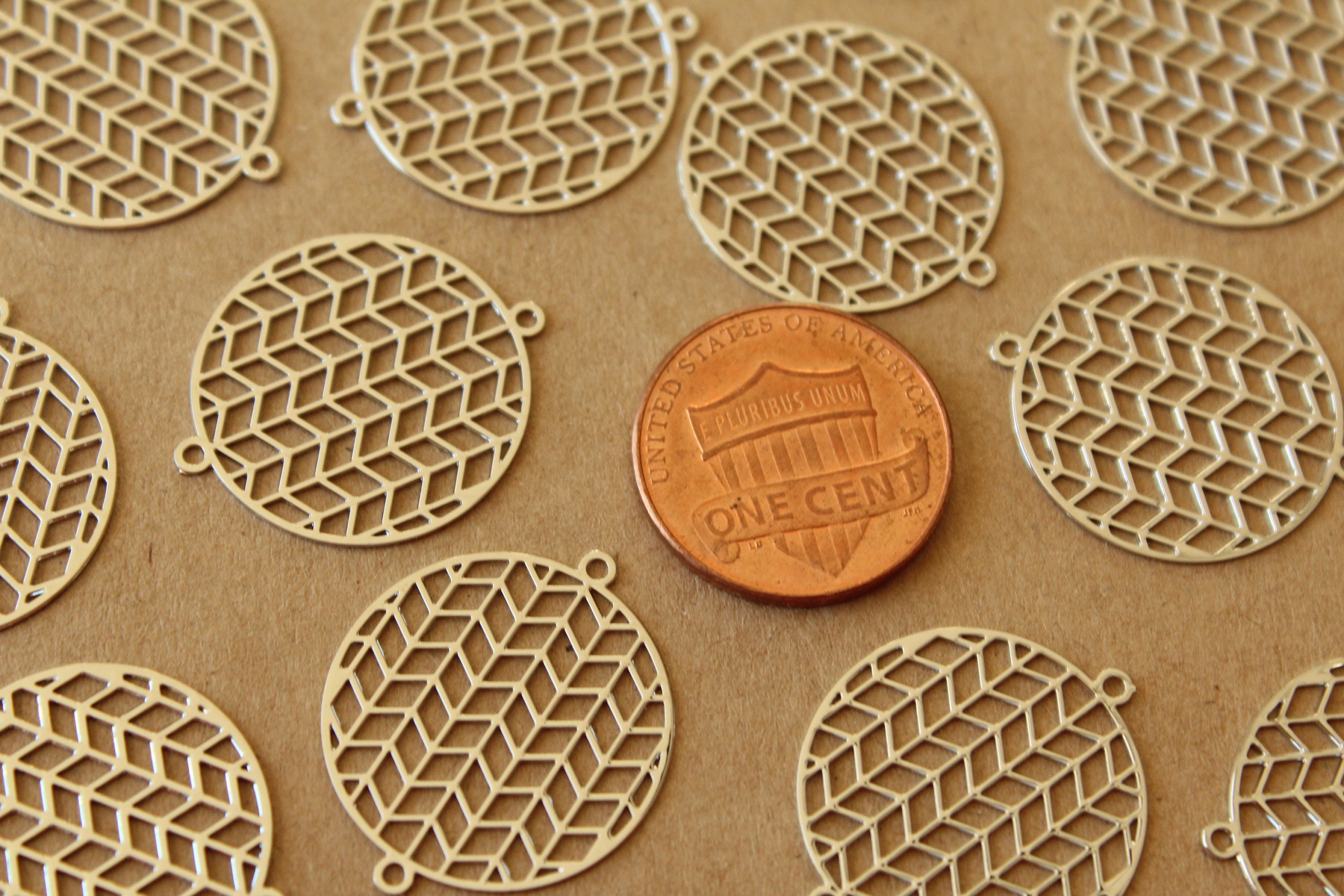 10 Pc. Laser Cut Silver Circle Shaped Chevron Drop Connectors