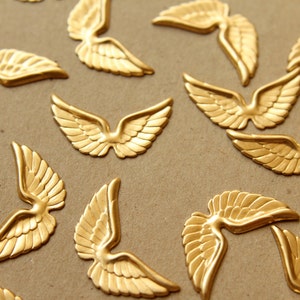 6 pc. Raw Brass Angel Wings: 29mm by 16mm - made in USA | RB-562