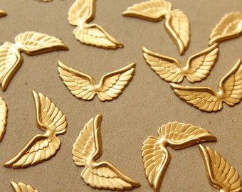 6 pc. Raw Brass Angel Wings: 29mm by 16mm - made in USA | RB-562