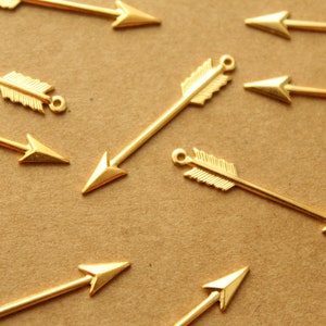 3 pc. Medium Gold Plated Brass Arrows: 33mm by 5mm - made in USA | GLD-026