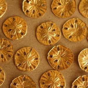 10 pc. Tiny Raw Brass Sand Dollars: 11mm by 11mm made in USA RB-024 image 2