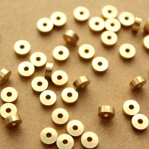 50 pc. Raw Brass Flat Round Spacer Beads, 5mm by 2mm | FI-492