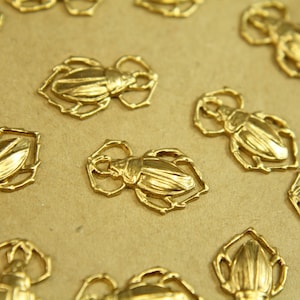 4 pc. Medium Raw Brass Scarab Beetles: 18mm by 11mm - made in USA | RB-380