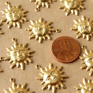 12 pc. Raw Brass Sun Charms: 23mm by 20mm made in USA RB-931 image 4