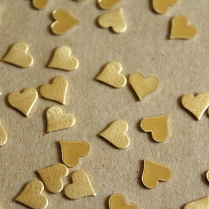 12 pc. Raw Brass Frosted Hearts: 8mm by 8mm made in USA RB-1053 image 2