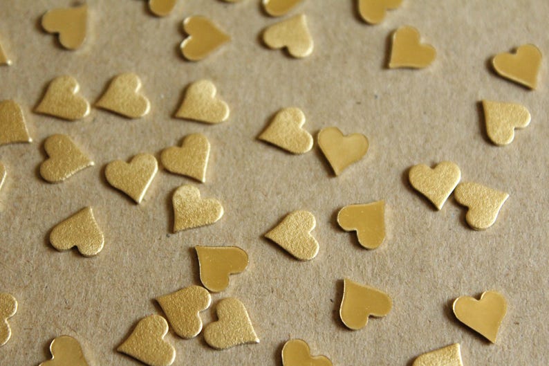 12 pc. Raw Brass Frosted Hearts: 8mm by 8mm made in USA RB-1053 image 2