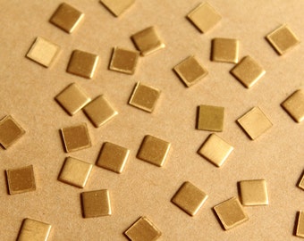 36 pc. Tiny Raw Brass Squares: 4.5mm by 4.5mm - made in USA | RB-839