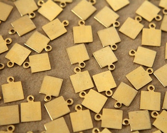 20 pc. Small Raw Brass Square Tags: 10mm by 7mm - made in USA | RB-110