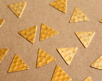 16 pc. Raw Brass Hammered Triangle Stampings: 13mm by 11mm - Made in USA | RB-904