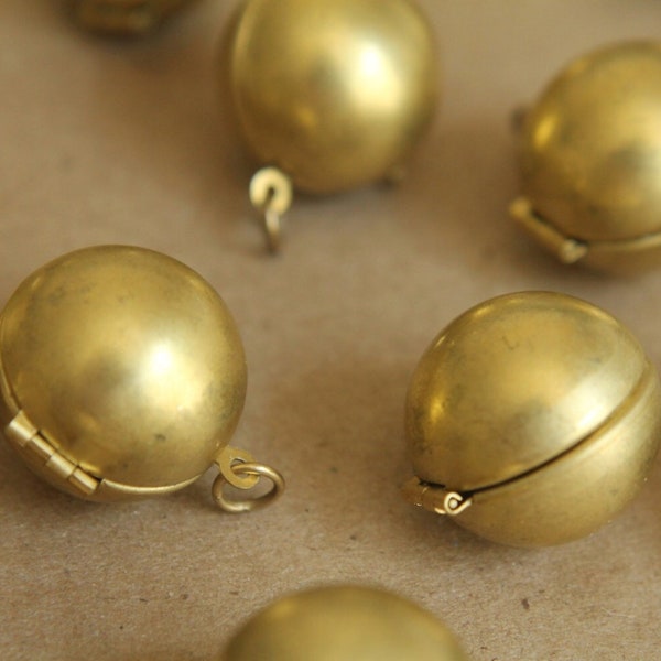 2 pc. Raw Brass Ball Lockets | LOC-017