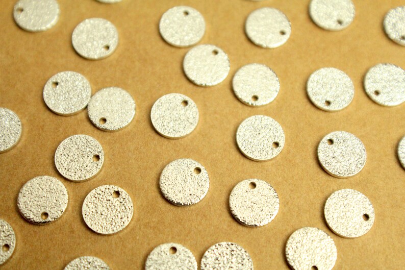 Platinum Plated Brass Textured Circle Charms 8mm in diameter FI-574 6 pc