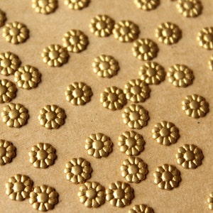 30 pc. Tiny Raw Brass Flowers: 6mm diameter - made in USA | RB-729