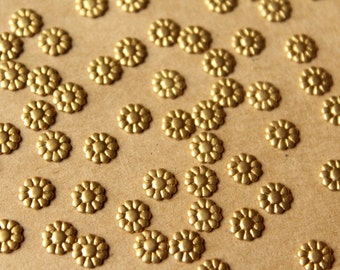 24 pc. Tiny Raw Brass Flowers: 6mm diameter - made in USA | RB-729