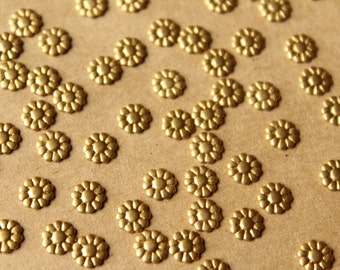 30 pc. Tiny Raw Brass Flowers: 6mm diameter - made in USA | RB-729