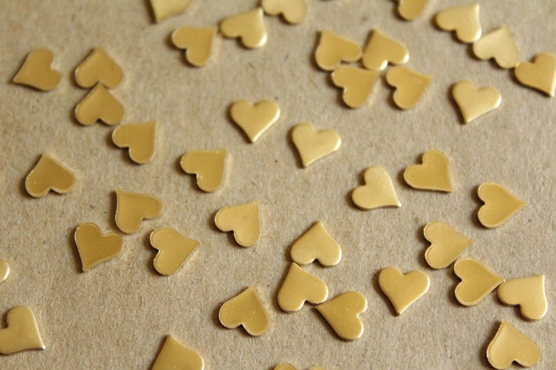 14 pc. Raw Brass Smooth Hearts: 8mm by 8mm made in USA RB-1052 image 2