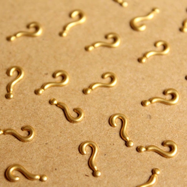 30 pc. Tiny Raw Brass Question Mark Stampings: 8.5mm by 4mm - made in USA | RB-906