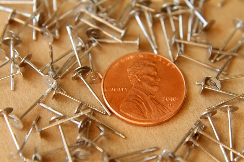 100 pc. Stainless Steel Earring Posts, 4mm pad Also available in 500 and 1000 piece FI-129 image 5