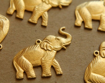 2 pc. Raw Brass Elephant Charms: 27mm by 21mm - made in USA | RB-148