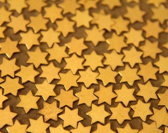 24 pc. Tiny Raw Brass Six Point Stars: 6mm by 6mm - made in USA | RB-055