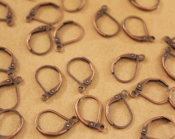50 pc. Antique Copper Leverback Earwires 10mm by 15mm | FI-419