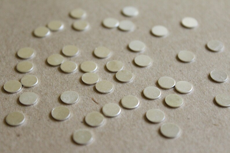 30 pc. Small Silver Plated Brass Circles: 6mm diameter made in USA SI-005 image 2