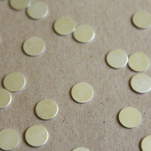 20 pc. Tiny Silver Plated Brass Circles: 7.5mm diameter made in USA SI-033 image 1
